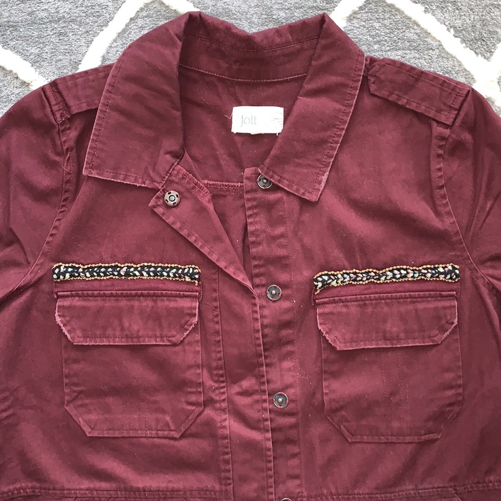 Burgundy Jacket with Metallic Gold Thread Size L